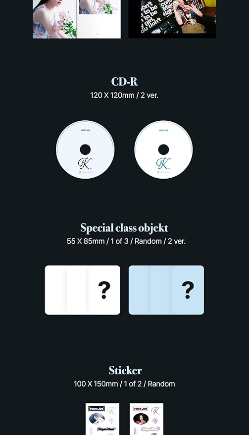 HEEJIN K 1st Mini Album CD+Booklet+Special class objekt+Sticker+Folded poster on pack+Clear photocard+Photo stand+Tracking Sealed (A Version)