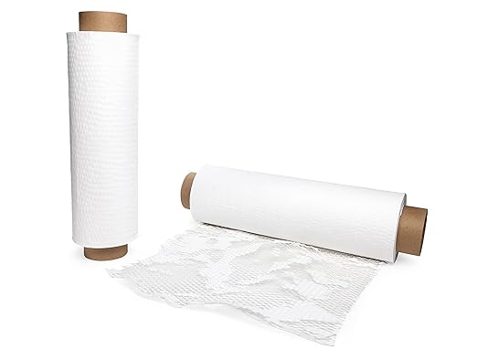 IDL Packaging 15.25" x 300' Refill Roll (Pack of 2) for MP-300W HexcelWrap Honeycomb Packing Paper Station, White - Natural Kraft Paper with Interlocking Slit Design for Shipping and Moving-DeskLoop Office