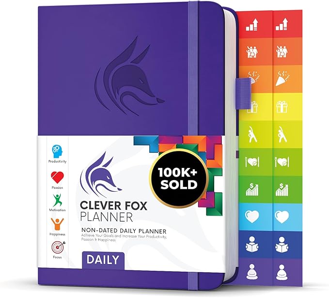 Clever Fox Daily Planner – Undated Planning Notebook with Hourly Schedule & To-Do List – Personal Day Task & Work Organizer, 6 Months (Purple)-DeskLoop Office