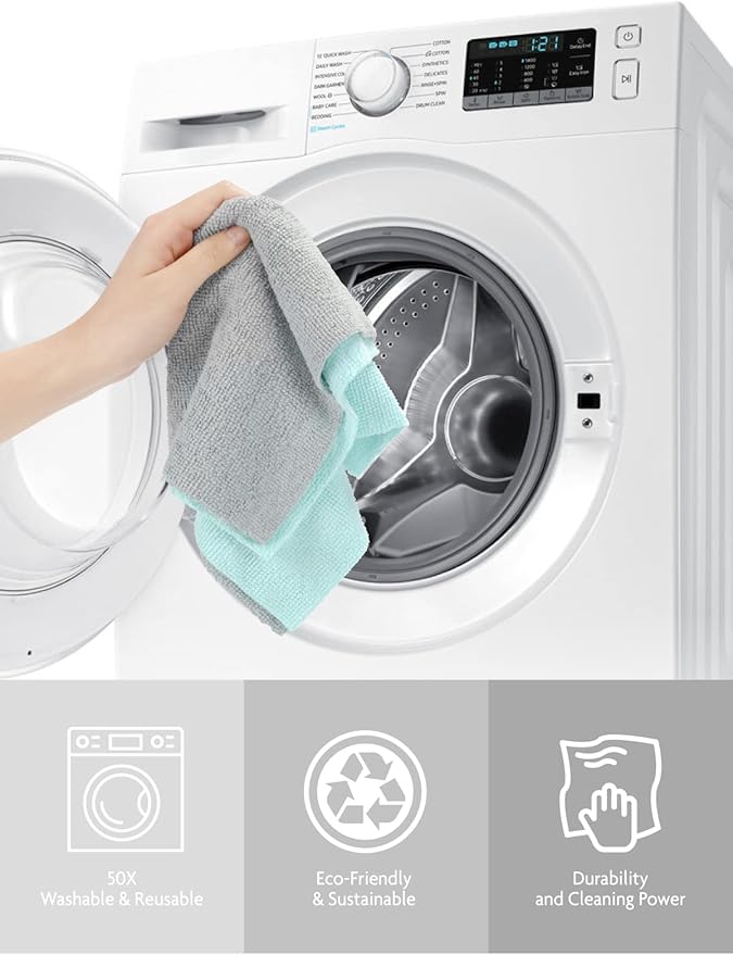 Fantasticlean Microfiber Cleaning Cloth Roll -40 Pack, Tear Away Microfiber Towels, 12" x 12", Reusable, Washable, Scratch Free, Ultra Absorbent Dish Rags for Car, Home, Garage or Shop (Blue)-DeskLoop Office