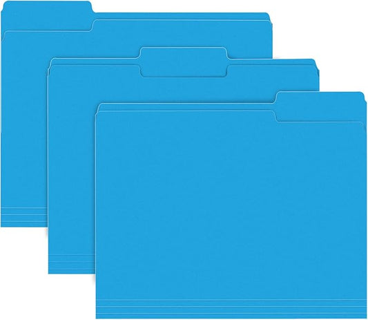 File Folder, RAZCC 150 Pack 1/3 Cut Tab File Folders Letter Size, Blue, Colored Folders with Tab Great for Organizing and Easy File Storage-DeskLoop Office