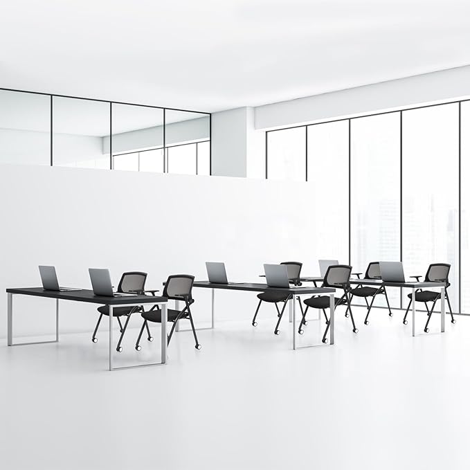 50 Pack Conference Room Chairs with Wheels and Sliding Armrest,Foldable Nesting Chair for Office School Church Waiting Room Black-DeskLoop Office