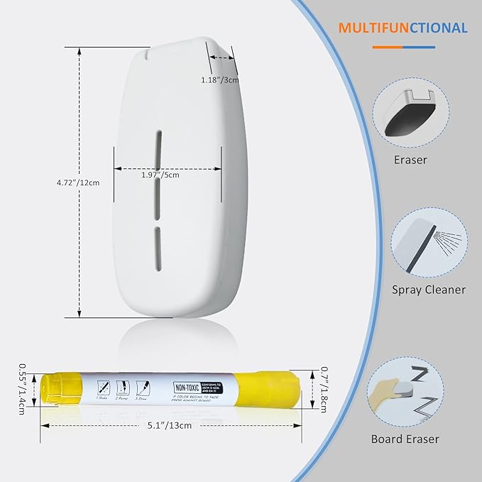 Dry Erase Markers for Black Glass Board, 2-in-1 Magnetic Chalkboard Spray Eraser & Washable Reversible Dual Tip Liquid Chalks - Bullet & Fine Point for Window Acrylic Refrigerator-DeskLoop Office