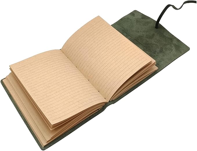 Green Notebook Journal - Nice Genuine Leather Journaling for write A5 Size Diary 6.2x8.5 Inch,Notepad For Women,Man,Vintage,Gifts,Work,Traveler,Personal, Dark Green-DeskLoop Office