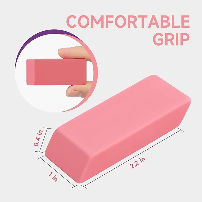 72 Pack Pink Erasers Bulk, Large Pencil Erasers for School, Classroom, Teacher, Homeschool, and Office Supplies-DeskLoop Office