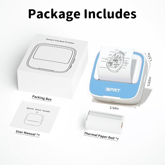 iDPRT Portable Mini Thermal Sticker Printer, Bluetooth Inkless Printers with 1 Roll Sticker Paper, Sticker Machine Efficiently and Quickly, for Notes, Journal, DIY, Kids Gift-DeskLoop Office