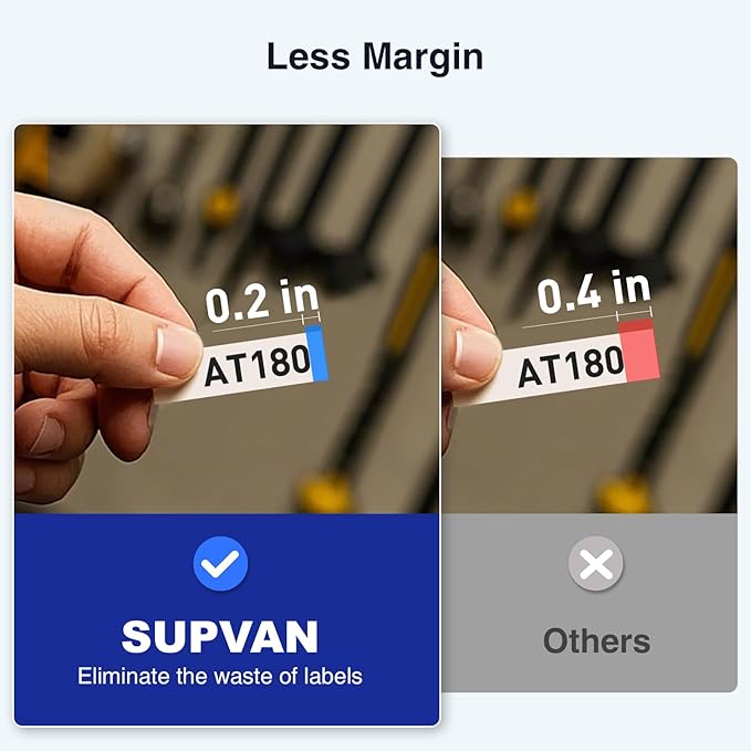 SUPVAN E11 Bluetooth Label Maker Machine with Tape, Support Keyboard & App with 40 Fonts and 450+ Icons, Rechargeable Inkless Labeler for Home, Kitchen, Office, School, Organization, Black