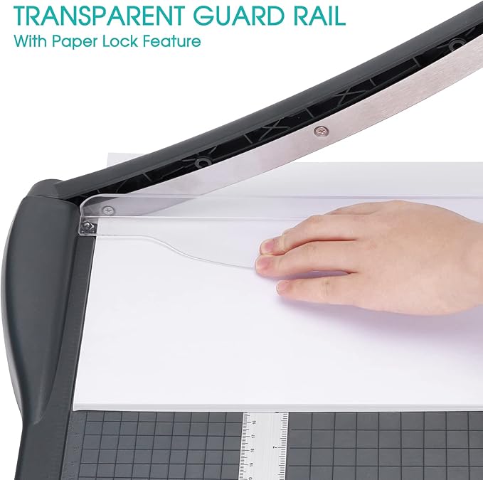 Paper Cutter, Paper Trimmer with Safety Guard, 12" Cut Length Paper Slicer with 16 Sheet Capacity Paper Cutting Board,Guillotine Paper Cutters and Trimmers for Cardstock Cardboard Vinyl (Gray)-DeskLoop Office