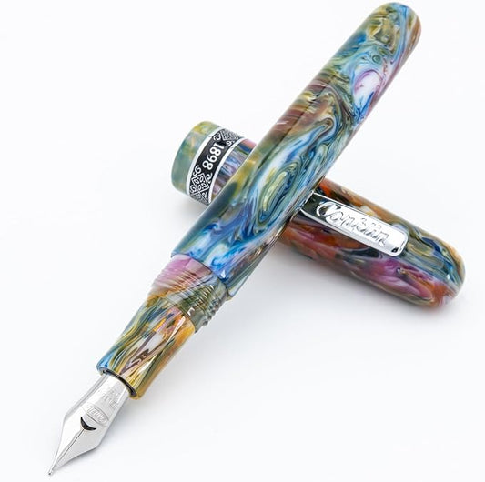 Conklin 1898 Fountain Pen, Misto Green - 14KT Gold Fine Nib | Luxury Writing Instrument with Unique Resin Blend | 14KT Gold Nib Made in Germany | Ideal for Pen Enthusiasts-DeskLoop Office