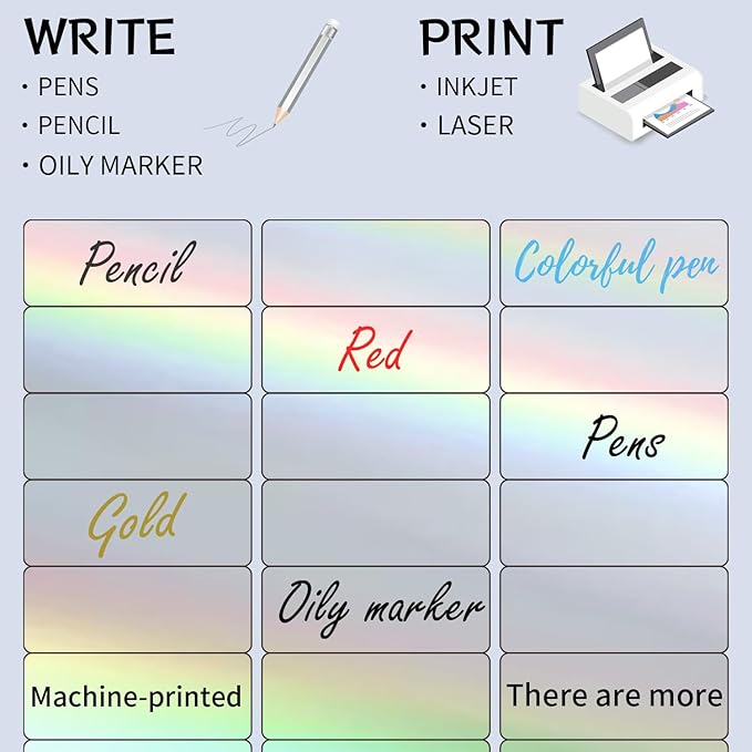 STARLIBOO 1" x 2-5/8" Address Labels- Holographic Color Stickers for Laser/Ink Jet Printer mailing Labels 8.5"×11"- Holographic Silver-DeskLoop Office
