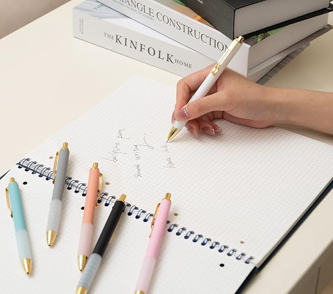 Ballpoint Pens Black Ink 1.0 mm Medium Point Smooth Writing Office Supplies for Women & Men, Note Taking (6-pack)-DeskLoop Office