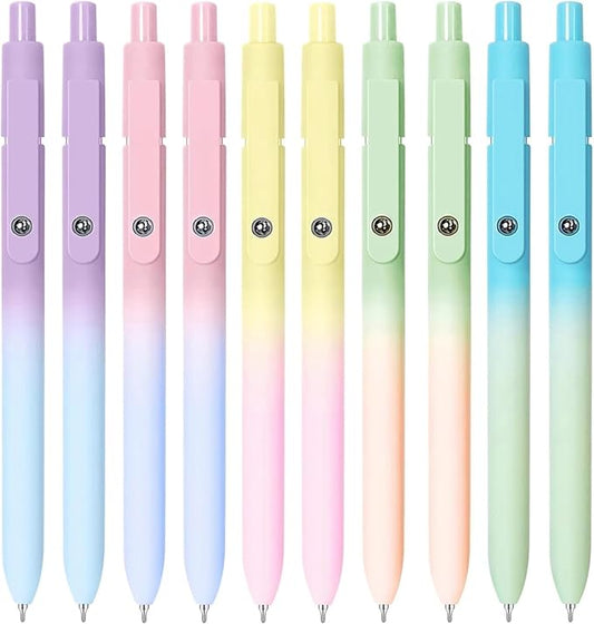 Gel Pens, 10PCS 0.7mm Gel Pens Black Ink Fine Point Smooth Writing Pens, High-End Series Ballpoint for School Office Supplies, Easter Basket Essentials, Easter Gifts for Men Women Student (Gradient)-DeskLoop Office