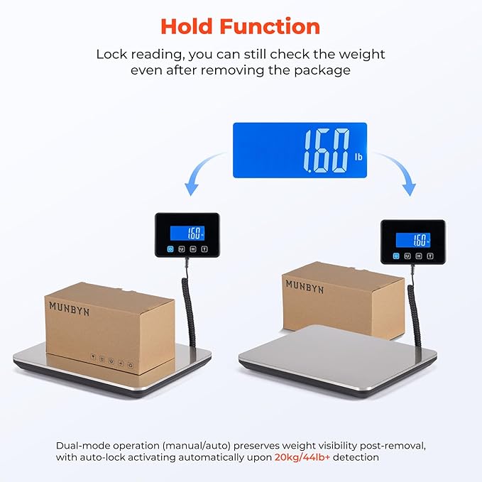 MUNBYN Shipping Scale, 440lb/1.8oz Digital Postal Scale for Packages with Hold/Tare Function, Backlit LCD, Battery & Cable Included, Postage Scale for Small Business, Packages, Luggage, and Home Use-DeskLoop Office