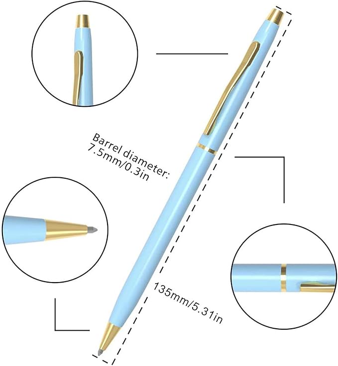 Cambond Ballpoint Pens Blue Pens - Fancy Pens Black Ink 1.0 mm Medium Metal Pen Retractable Smooth Writing for Men Women Police Uniform Office Business, 10 Pack (Blue)-DeskLoop Office