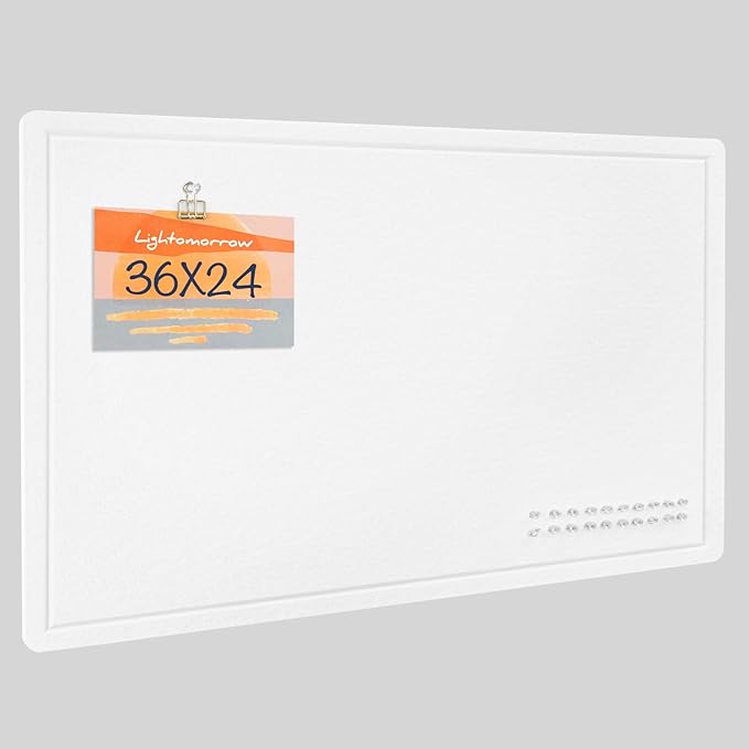 Bulletin Board, 36 x 24 Inches Felt Pin Board - Decorative Cork Alternative for Wall, 3' x 2' Foldable Picture Self-Adhesive Vision Prayer Board With 20 Pushpins - White-DeskLoop Office
