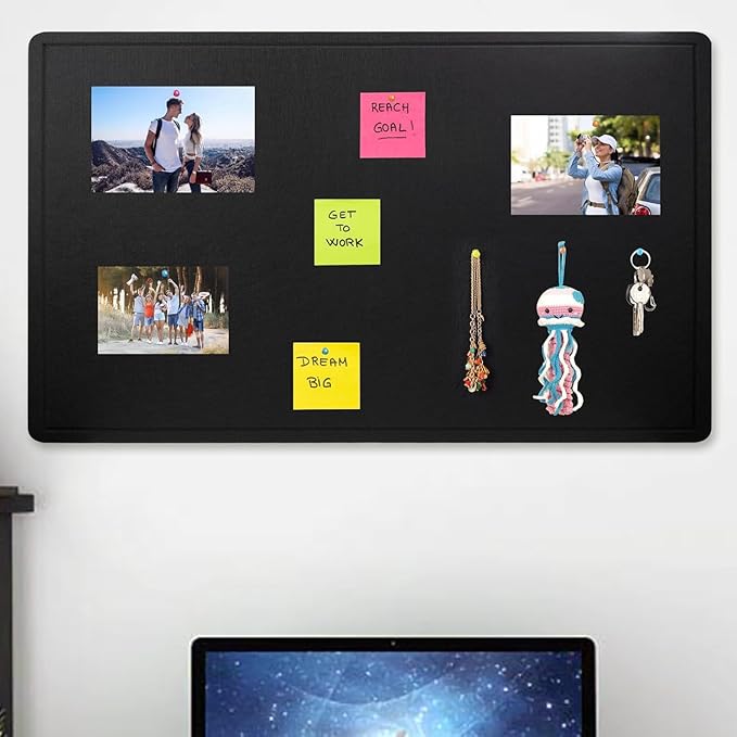 Large Bulletin Board - 72 X 48 inches Cork Board with 30 Pushpin, 6' x 4' Felt Cork Board Notice Pin Board, Self-Adhesive Vision Board Mood Board Foldable Photo Board for Wall (Black)-DeskLoop Office