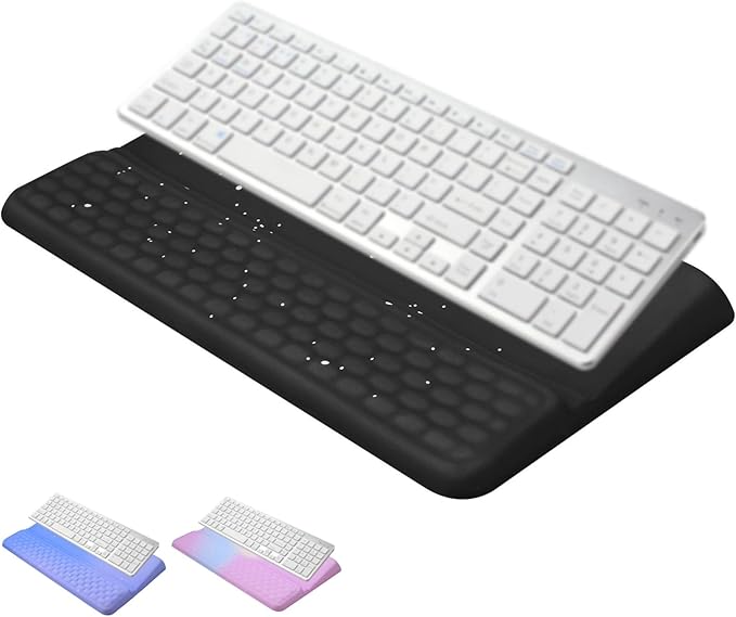 Ergonomic one-Piece Computer Keyboard Stand with Wrist Rest for Desktop Offers Two Support Angles. Silky Lycra Surface and Memory Foam Comfortable Hand Support (Black Star)-DeskLoop Office