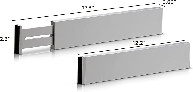 4 Pack Drawer Divider - Bamboo 2.6" High, 12.5-17" Adjustable Drawer Organizers for Clothes, Expandable Dresser Separators in Bedroom/Bathroom/Kitchen/Office Organization and Storage (Grey)-DeskLoop Office