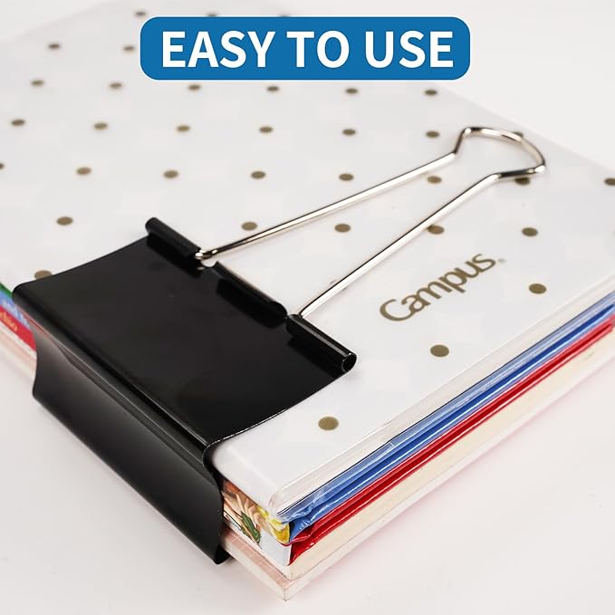 Jumbo Binder Clips 3 Inch - Extra Large Binder Clips 6 Pack, Heavy Duty Office Binder Clips for Paper, Documents, School & Office Supplies (6, 3 inch)-DeskLoop Office