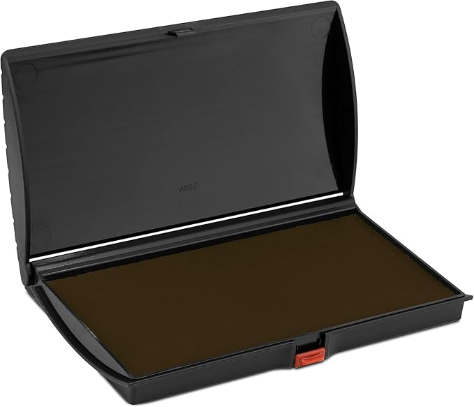 Large Premium Brown Ink Stamp Pad - 3" by 6" - Quality Felt Pad - Case with Closing snap-DeskLoop Office