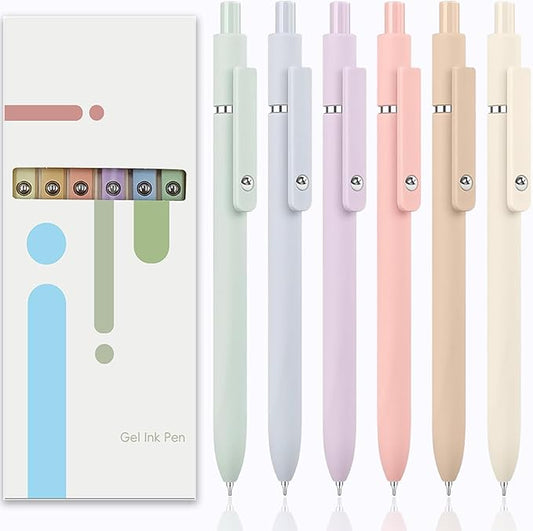 Gel Pens,6Pcs 0.5mm Fine Point Black Ink Pens With Smooth Writing,Quick Dry Pens For Journaling,Cute Nice Aesthetic Pen,Office School Supplies for Women Men Student(Macaron)-DeskLoop Office