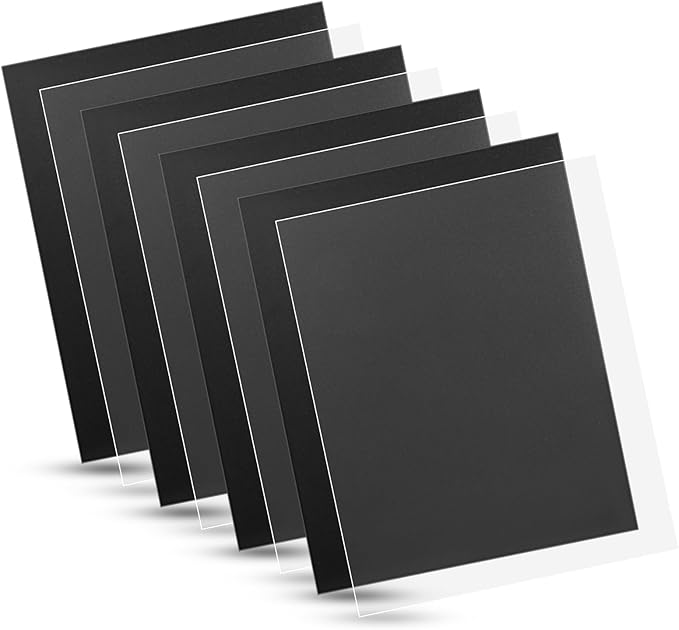 100 Pack Binding Covers Set, 8.5x11 Inches, Including 50 Pcs 12 Mil Ultra Clear PET Binding Covers, 50 Pcs 12 Mil Black Sand Textured-DeskLoop Office