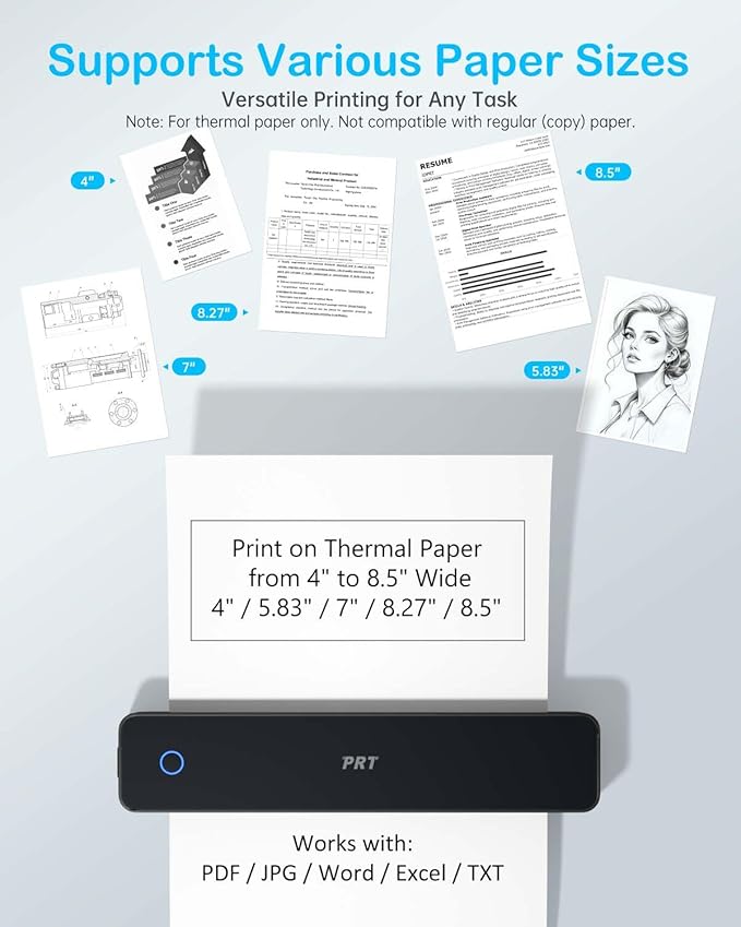 Inkless Portable Printer for Travel, Wireless Thermal Printer Support 8.5 x 11 Inch US Letter A4 B5, Bluetooth Mobile Printers with iOS, Android, Laptop for Home Use, Car, Office, School, Black-DeskLoop Office