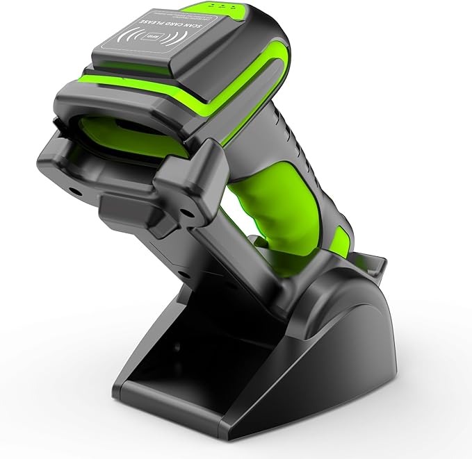 Alacrity Wireless Charging 1D 2D Barcode Scanner, UHF RFID Tags Reader, 2.4Ghz Wireless Bluetooth Wired 3 in 1 Connectivity, for Retail, Logistics, Manufacturing-DeskLoop Office