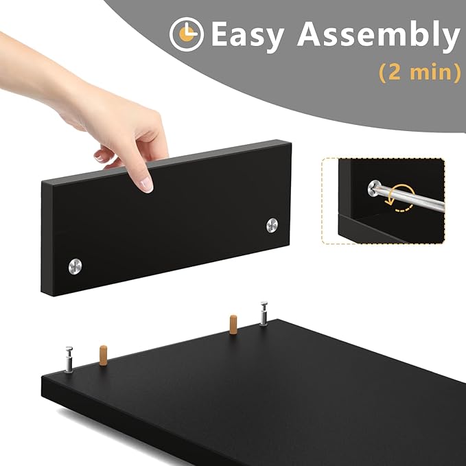 TAVR Dual Monitor Stand Riser Office Desktop Organizer Stand for 2 Monitors, Adjustable Length and Angle 3 Shelf, Extra Long Multifunctional Stand up to 43.3" fit Computer, Laptop, TV, Black-DeskLoop Office