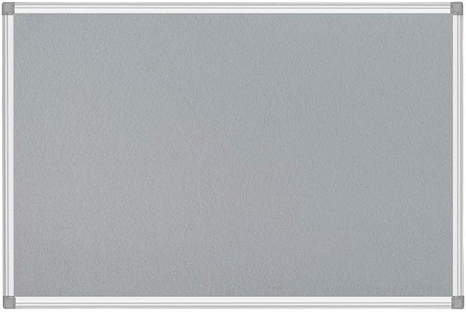 BIBOC Grey Fabric Bulletin Board, 36 x 24 inch, Wall Mounted Fabric Notice Board Cork Bulletin Board, Felt Board, Pin Board, Memo Board Sliver Aluminum Framed for Homes or Offices School-DeskLoop Office