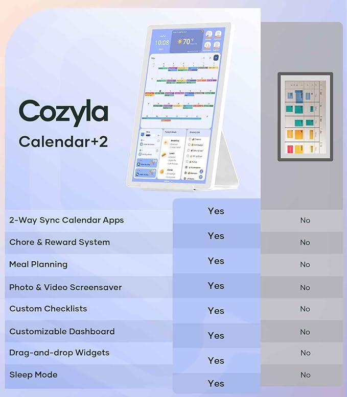 Digital Calendar 15.6'' Wall Touch Screen Chore Chart Customize Dashboard Smart Electronic Calendar Digital for Family Meal Planner Support All Google Play Apps with Stand Wall Mount White-DeskLoop Office