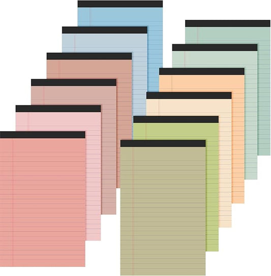 Lincia 12 Pcs 12 Pcs 5" x 8" Small Legal Pads Colored Lined Note Pads Narrow Ruled Writing Notepads 50 Sheets Per Micro Paper Notebook Lined and Perforated for College Office Supplies (Earthy Colors)-DeskLoop Office