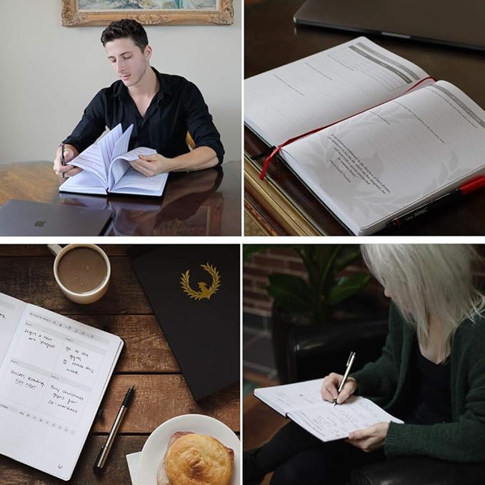 The Phoenix Journal - Best Daily Goal Planner, Organizer, & Calendar for Goal Setting, Gratitude, Happiness, & Productivity - Vision Board & Habit Tracking - 12 Weeks, Undated, Hardcover (Classic)-DeskLoop Office