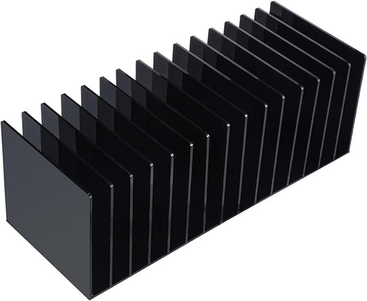 Ctosree Acrylic File Organizer for Desk Vertical 15 Compartments File Sorter Mail Organizer Desktop Countertop Folder Stand Racks for Office Home School Desk(Rectangle,Black)-DeskLoop Office
