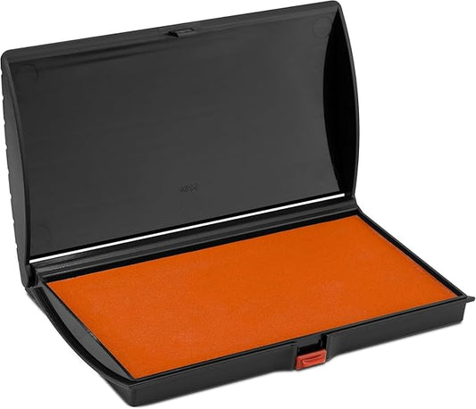 Large Premium Orange Ink Stamp Pad - 3" by 6" - Quality Felt Pad - Case with Closing snap-DeskLoop Office