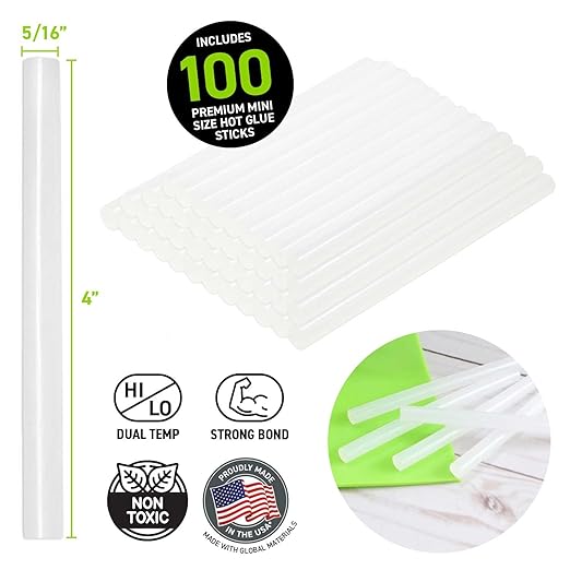 Surebonder DT-100 Mini Size Hot Glue Sticks for Mini Glue Guns 0.27 in. Diameter, 4 in. Length - All Purpose, All Temperature - Great for DIY, Arts, and Crafting - 100 Pack, Clear-DeskLoop Office