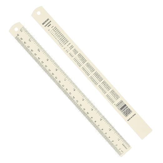 PATIKIL 30cm/12 Metal Ruler, 2 Pack Aluminum Alloy Rulers with Centimeters, Millimeters, Inches and Conversion Table Straight Edge Ruler for Writing Machinist Drafting, Beige-DeskLoop Office