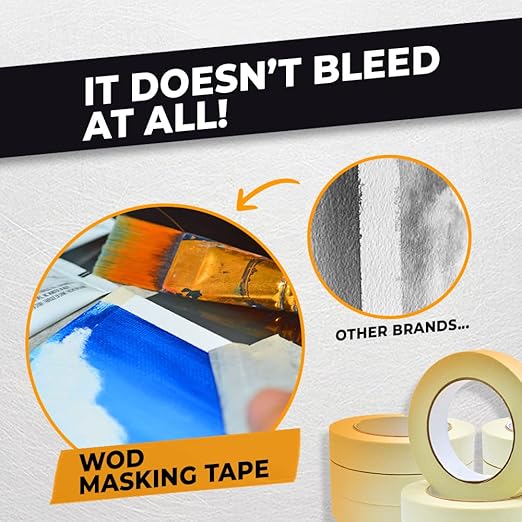 WOD MT5 Utility Grade Masking Tape, 6 inch x 60 yds. (Pack of 8) for Home or Office air-Dry Painting, Labeling, & Packing. Leaves no Residue-DeskLoop Office