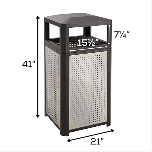 Safco Evos Steel Trash Can, 38 Gallons, Indoor and Outdoor Use, Commercial Garbage Can with Plastic Liner-DeskLoop Office