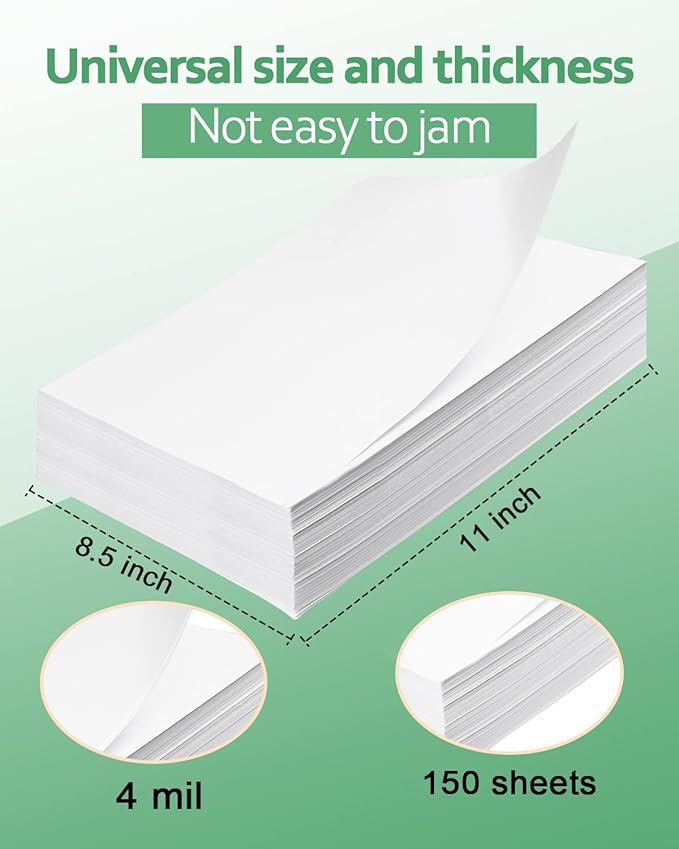 Gwybkq Glossy Printable Vinyl Sticker Paper for Inkjet Printer 150 Sheets 8.5"x11" Adhesive White Labels Decal Papers-DeskLoop Office