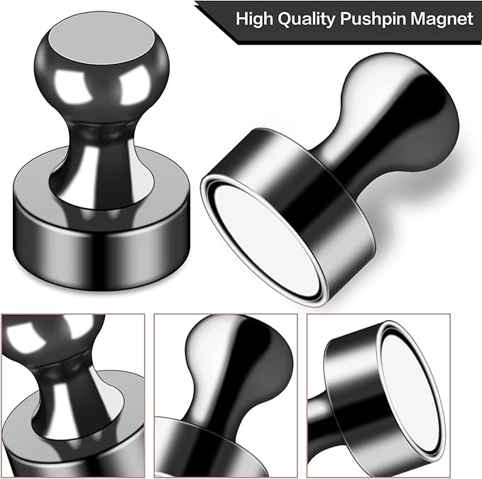 LOVIMAG Strong Refrigerator Magnets, 25 Pcs Black Push Pin Magnets, Perfect for Fridge, Office, Classroom-DeskLoop Office