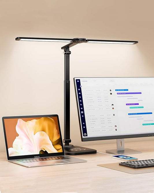 LED Desk Lamp for Office Home, Height Adjustable Architect Desk Light with USB Adapter, Stepless Dimming Table Lamp Light for Reading, Study, Workbench-DeskLoop Office