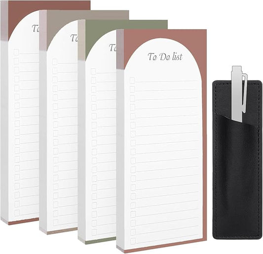 4 Pack Magnetic To Do List for Refrigerator with Pen Holder, Totally 200 Sheets Magnetic Fridge Notepad Magnetic Shopping List Pad for Fridge(Morandi Design)-DeskLoop Office