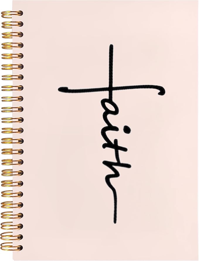 BearCake Faith Journal, Christian Notebook, Christian Gifts for Women, Bible Notebooks for Note Taking, Bible Journaling Notebook, Prayer Journal, Hardcover Spiral Notebook 5.5x8.3-DeskLoop Office