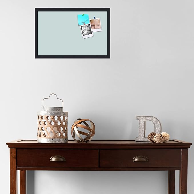 PinPix 22x14 Inch Cork Bulletin Board. This Decorative Framed Pin Board Comes with Soft Blue Design and a Satin Black Frame. Ideal for Home Office Decor or Message Board (PinPix-1814)-DeskLoop Office