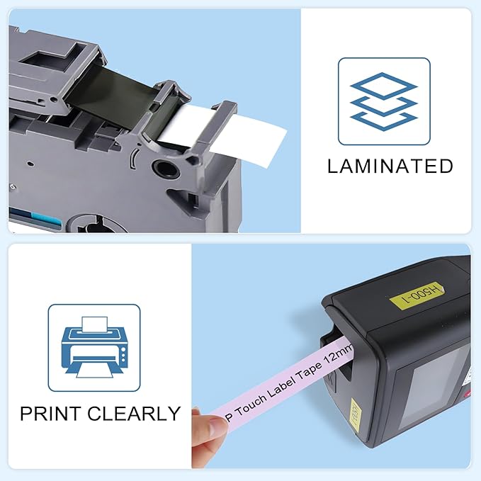 Compatible with Brother P Touch Colored Label Tape TZe 131 231 MQ531 MQP35 MQE35 Pastel Label Maker Tape Made for Brother P-Touch PT-D210 PT-D220 Label Maker, Clear/White/Purple/Pink/Blue-DeskLoop Office