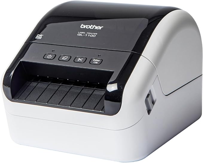 Brother QL-1100 Wide Format, Postage and Barcode Professional Thermal Monochrome Label Printer, Black-DeskLoop Office