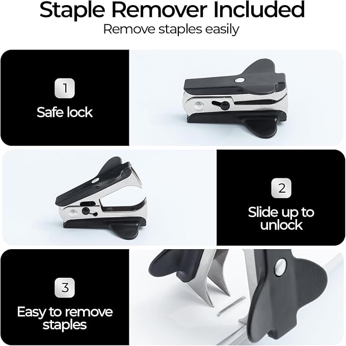 M&G Effortless Stapler 50 Sheet Capacity One-Touch Stapling, Heavy Duty Desktop Stapler Includes 1000 Staples and Remover, Portable Handheld Staplers for Home & Office (White)-DeskLoop Office