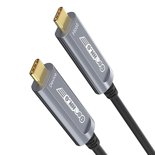 USB C to C Fiber Optic Extension Cable 10M/33FT, USB 3.2 10Gbps Long Distance Active Optical USB C GEN2 Cable for VR/AR, Quest2, Webcam, Camera, Mini PC and More - Grey-DeskLoop Office
