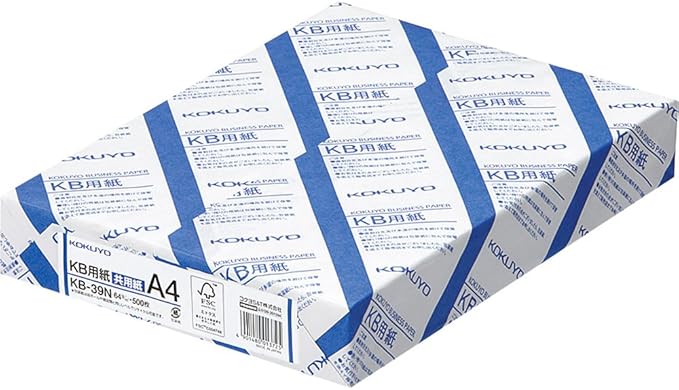 Kokuyo KB Paper, Paper Thickness 0.09 mm, 64gsm, 80 Bright (ISO), 500 Sheets, FSC Certified (1 Pack, A4)-DeskLoop Office